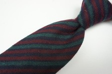 Cesare Attolini Emerald Green Merlot Red Striped 100 Cashmere Tie BRAND NEW