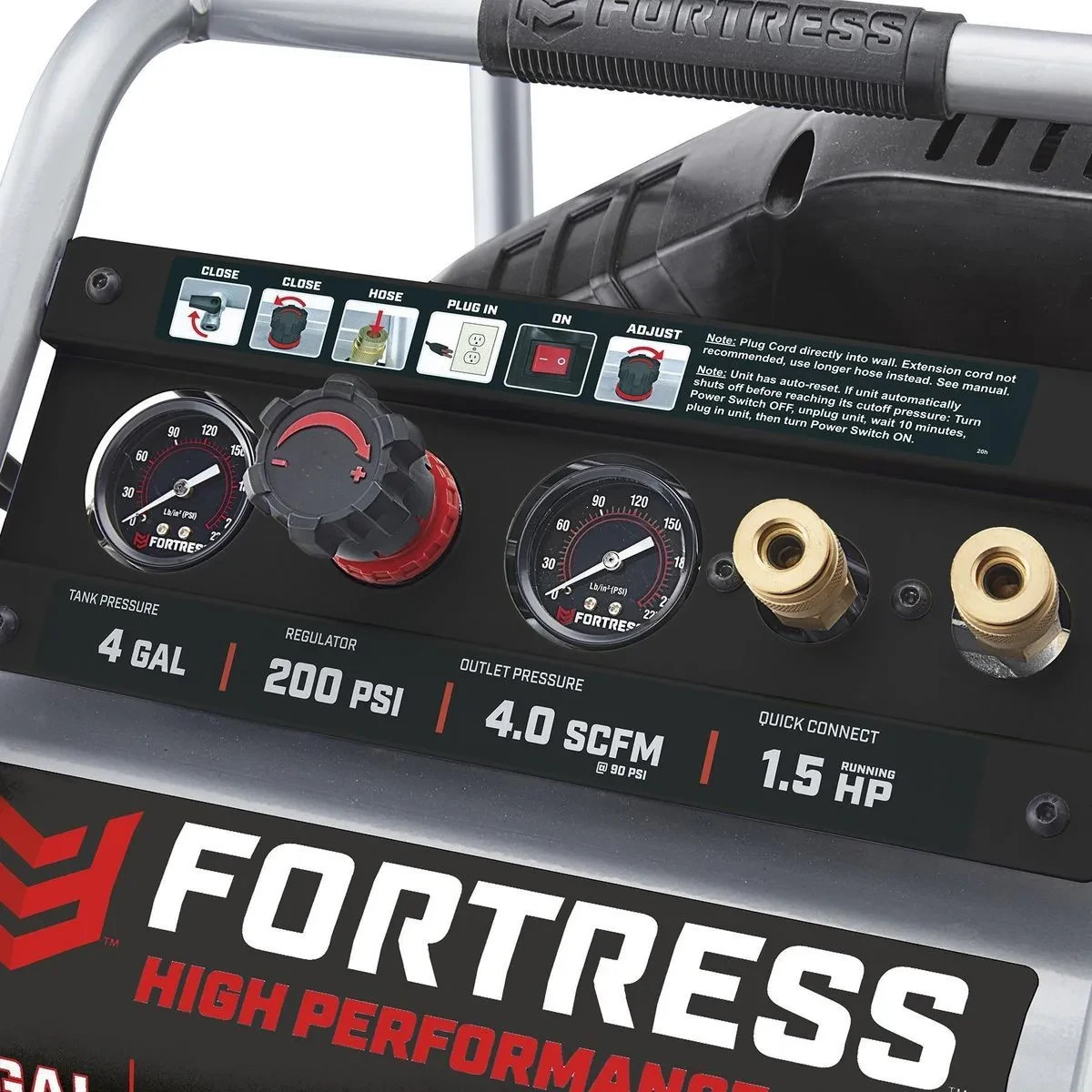 4 Gallon Jobsite Air Compressor 200 PSI High Performance Oil Free Air Compressor