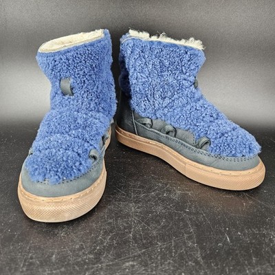 INUIKII Boots Kids Size EU 29 Blue Shearling Lined Suede Sneaker Winter Fleece