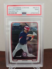 2012 BOWMAN CHROME PROSPECTS #BCP10 BRYCE HARPER ROOKIE BASEBALL CARD  PSA 9!!. rookie card picture