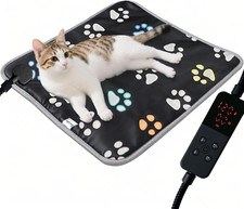 Pet Heating Pad Waterproof Dog Cat Indoor Adjustable Temp 17x17 Inch Black