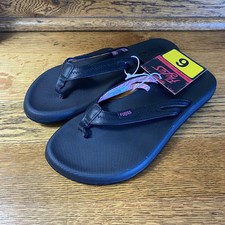 Flojos Womens Black Thong Flip Flop Sandals Size 6 Flat Slip On New