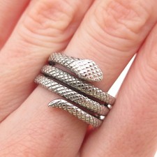 925 Sterling Silver Vintage Snake Oxidized Ring Size 7.75