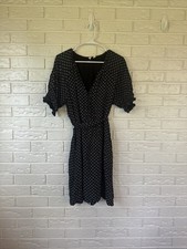 GAP Women’s Short V Neck F&F  Dress Black And White With Pockets/Belt Sz L