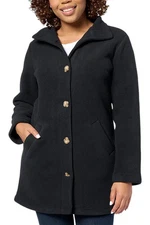 Denim & Co. Women's Button Fleece Bonded w/ Sherpa Jacket Black