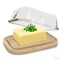 Butterdose Butter-Schale Mit Galsdeckel Bambus FüR 250G
