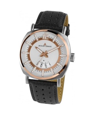 JACQUES LEMANS Men Analog Quartz Casual Watch Classic Dress White Dial Waterproo