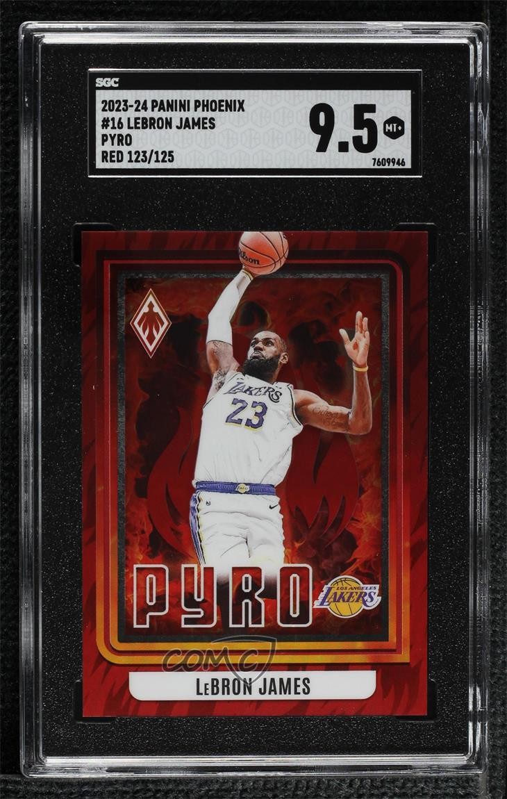 2023-24 Panini Phoenix Pyro Red 123/125 LeBron James #16 SGC 9.5 Mint+ 4vc