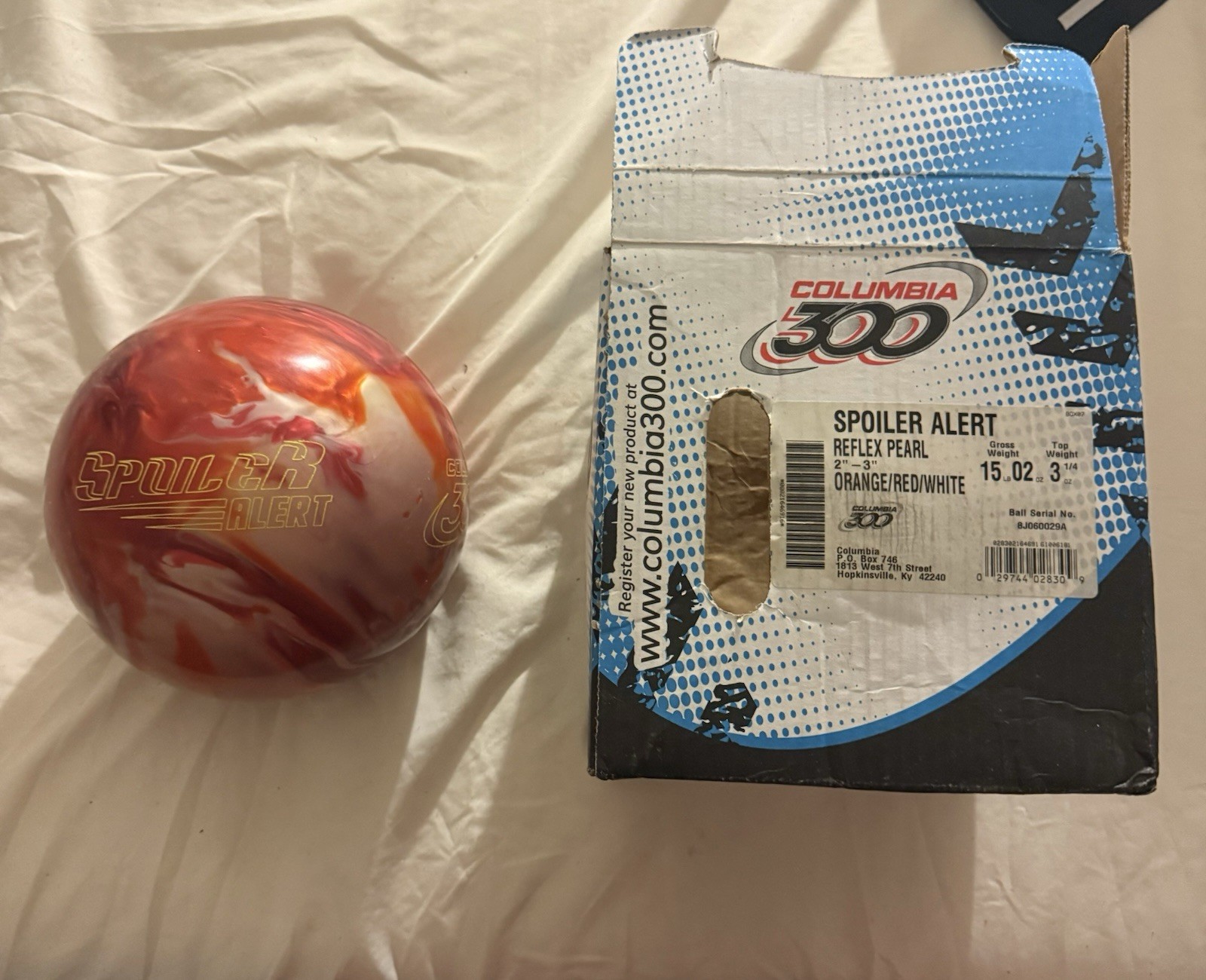 Columbia 300 Spoiler Alert Pearl Reactive Bowling Ball 15 LB