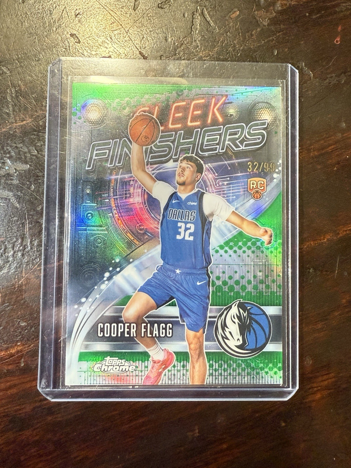 2025 Topps Chrome Cooper Flagg Sleek Finishers Green /99 SF-21 Mavericks (RC)