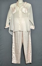 Vintage 2pc Pajamas Sz Large Pink Sheer And Satin Set Coquette
