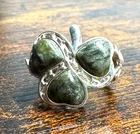 Vintage Irish Shamrock Ring Sterling Silver 925 Connemara Marble SW Size 7