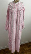 Vintage Sears Cotton Nights Women's M 12-14 Pink Floral Stripe Flannel Nightgown