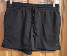 Danskin Black Fleece Shorts Activewear Drawstring Waist Misses Size M