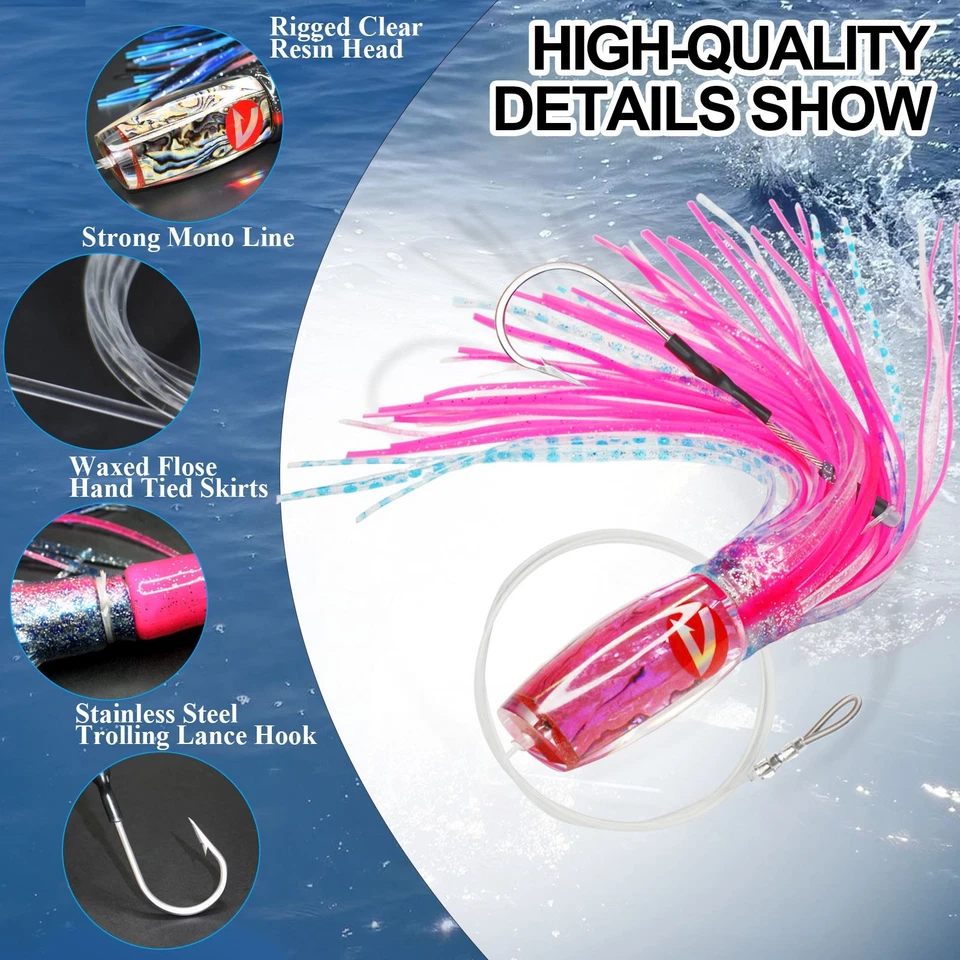 VIKETECH 12'' Resin Saltwater Fishing Trolling Lure Big Game Marlin Tuna Mahi - Image 3 of 4
