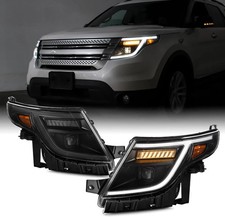 - Fits 2011-2015 Ford Explorer Halogen Type Projector Black Headlights Pair Wle