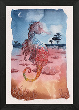 Seahorse Watercolor Framed Wall Art Poster Canvas Print Picture