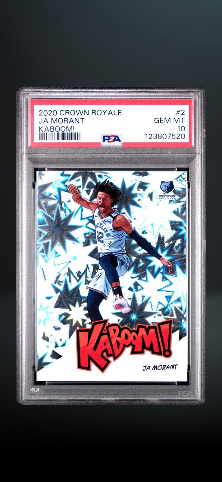 Panini 2020-21 Crown Royale Ja Morant Memphis Grizzlies Kaboom! #2 PSA 10