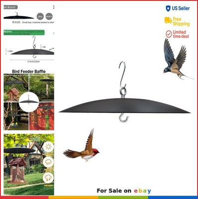 Bird Feeder Baffle 13 Inch Metal Hanging Weather Guard Cover for Outside Black