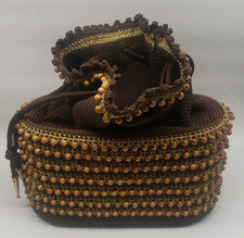 Hiawatha Tailored Handi-Bag Vintage Brown Gold 8" x 3" x 8"
