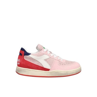 diadora Mi Basket Low Lampone Italia Lace Up  Girls Pink Sneakers Casual Shoes 1