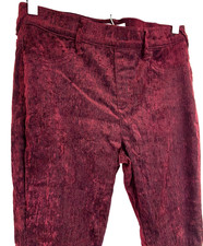 Altar'd State Women's Medium Red Velvet Elastic Waist Bell Bottom Flare Pants