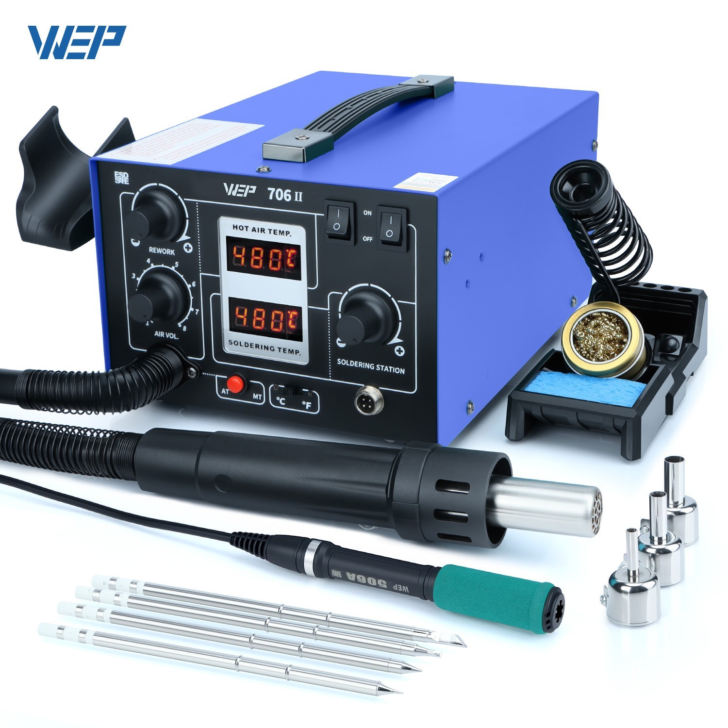 WEP Soldering Station 2in1 Digital T12 Soldering Iron Hot Air Rework Station