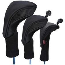Black Golf Club Head Cover Set - 3 Pcs Woods Headcovers