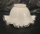 Vintage Fenton Silver Crest White Milk Glass Ruffled 3.5" Lamp Light Shade
