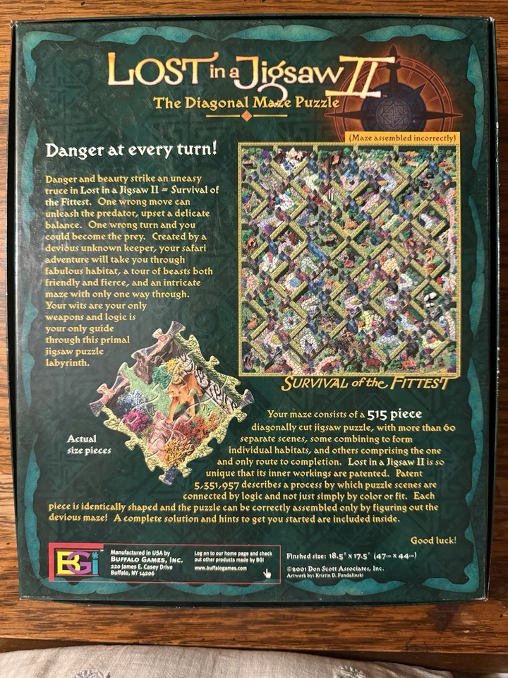 Lost in a Jigsaw II "Survival of the Fittest" The Diagonal Maze Puzzle New - Image 4 of 4