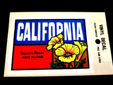California State Flower Poppy Vintage Travel Souvenir Decal Window Sticker 