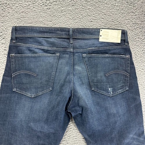 G Star Raw Jeans Men 38x34 Blue Kilcot Straight Tapered Cotton Stretch Dark Wash - Picture 6 of 12