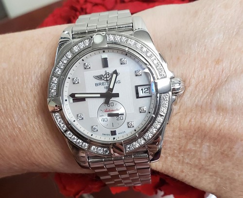 36m Breitling Galactic MOP Diamond Dial Bezel Steel Automatic ...