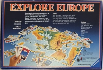 Ravensburger Explore Europe Brettspiel 1992 Reise Europäische Städte Vintage 