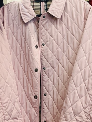 BURBERRY London Diamond Quilted Snap Jacket Pink Nova Check Lining Women’s Sz L - Picture 15 of 19