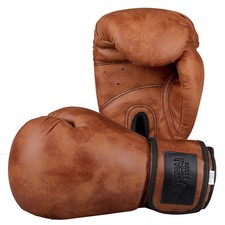 Gingpai Retro Pro Boxing Gloves Brown Distressed Leather Style