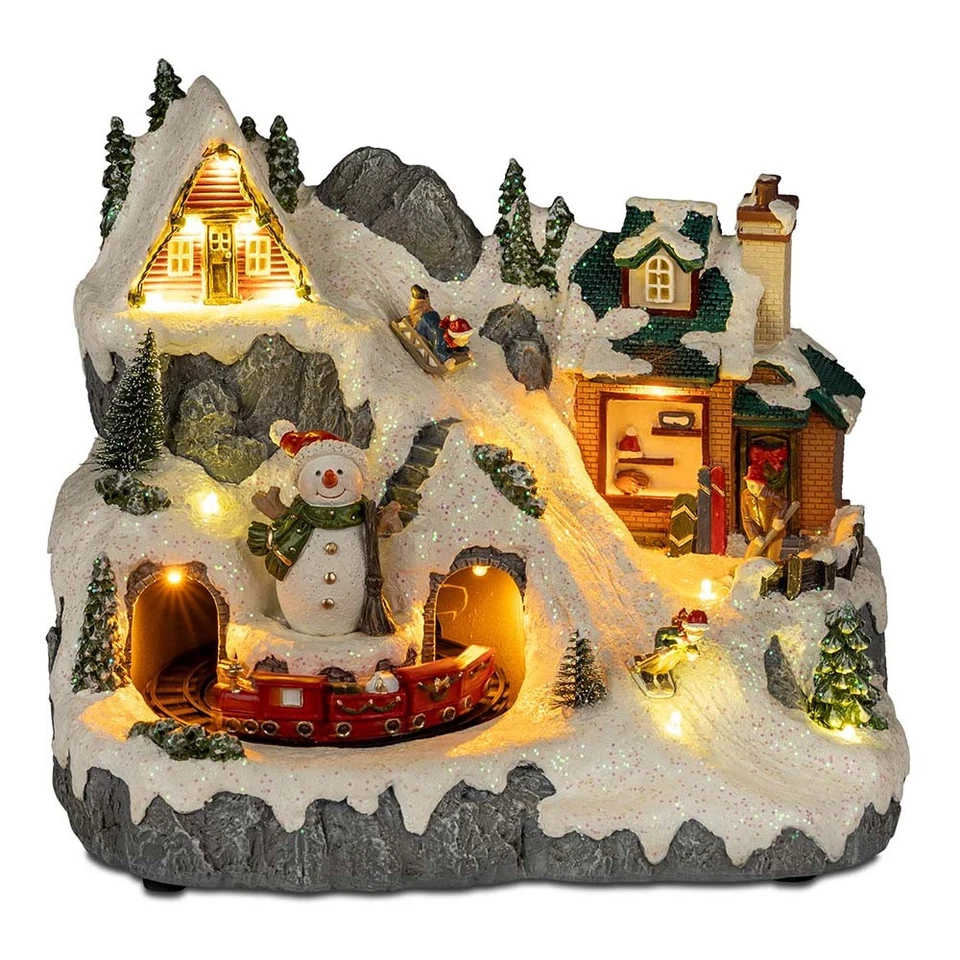 Spieluhr Winterlandschaft 27cm Eisenbahn Nostalgie formano 758675 Weihnachtsdeko