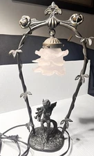 Andrea By Sadek Art Nouveau Bronze Cherub Playing Trumpets Works 18.5”