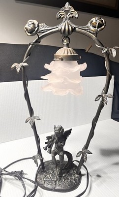 Andrea By Sadek Art Nouveau Bronze Cherub Playing Trumpets Works 18.5 