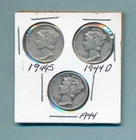 1944 S / 1944 D / 1944 P Mercury Dimes 90% Silver U.S. Coins