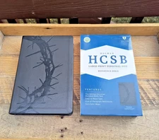 Boxed! HCSB Large Print Personal Size Bible, Charcoal LeatherTouch by Holman VG+