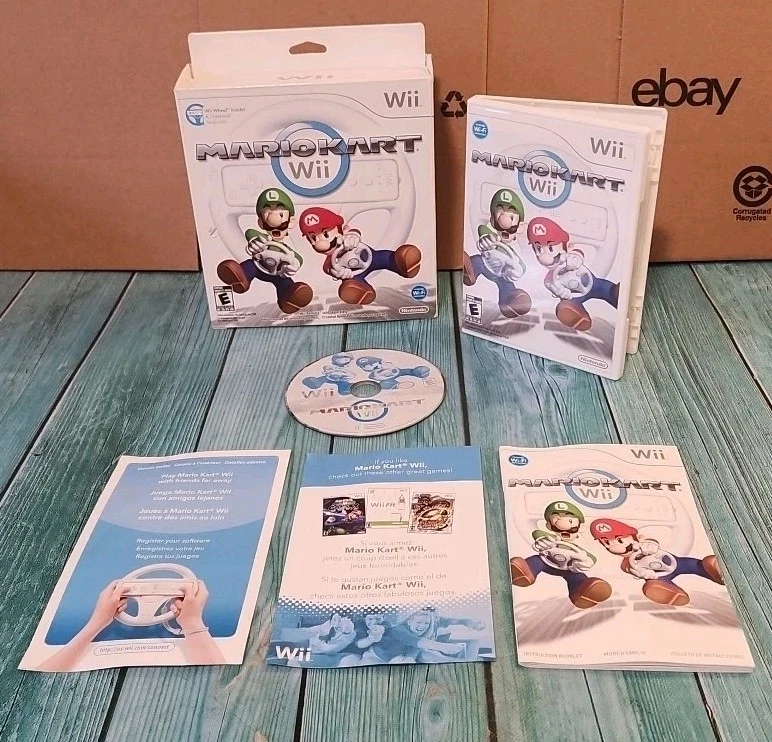 🔥Mario Kart Wii (Nintendo Wii, 2008) Complete CIB w/ Manual & Wheel In Box🔥 - Image 3 of 4
