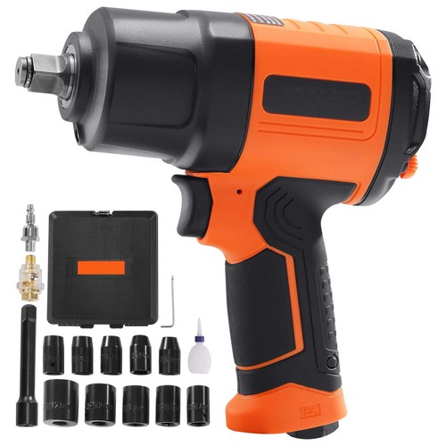 1/2 in Air Impact Wrench, High Torque Up To 1400 Ft-lbs Lightweight 4.6 Lb Set