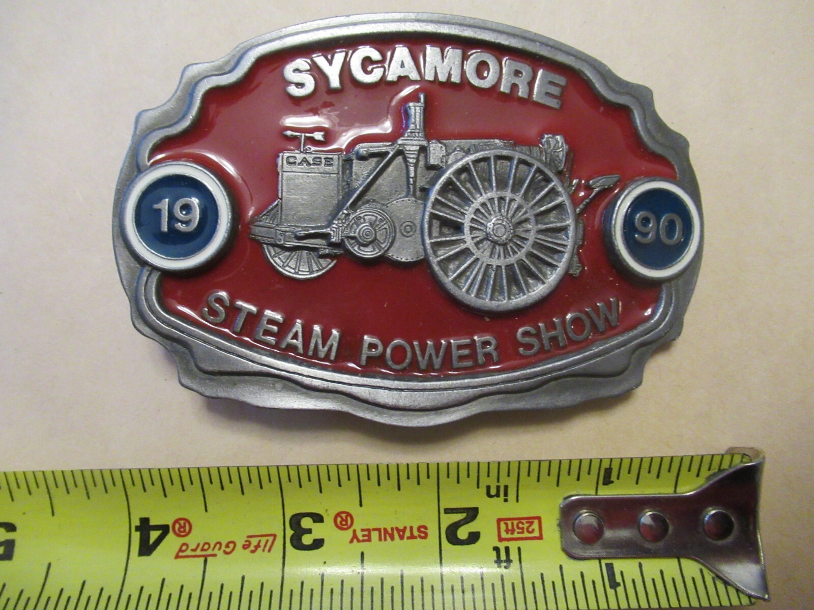 1990 Steam Power Show Sycamore Belt Buckle JI Case 10… Gem