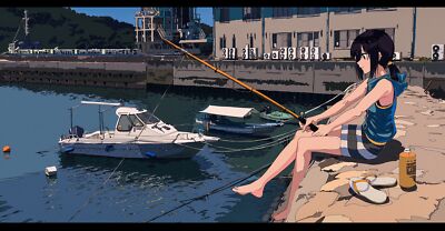 Anime girls dock water fishing artwork Play Gaming Mat Desk | eBay