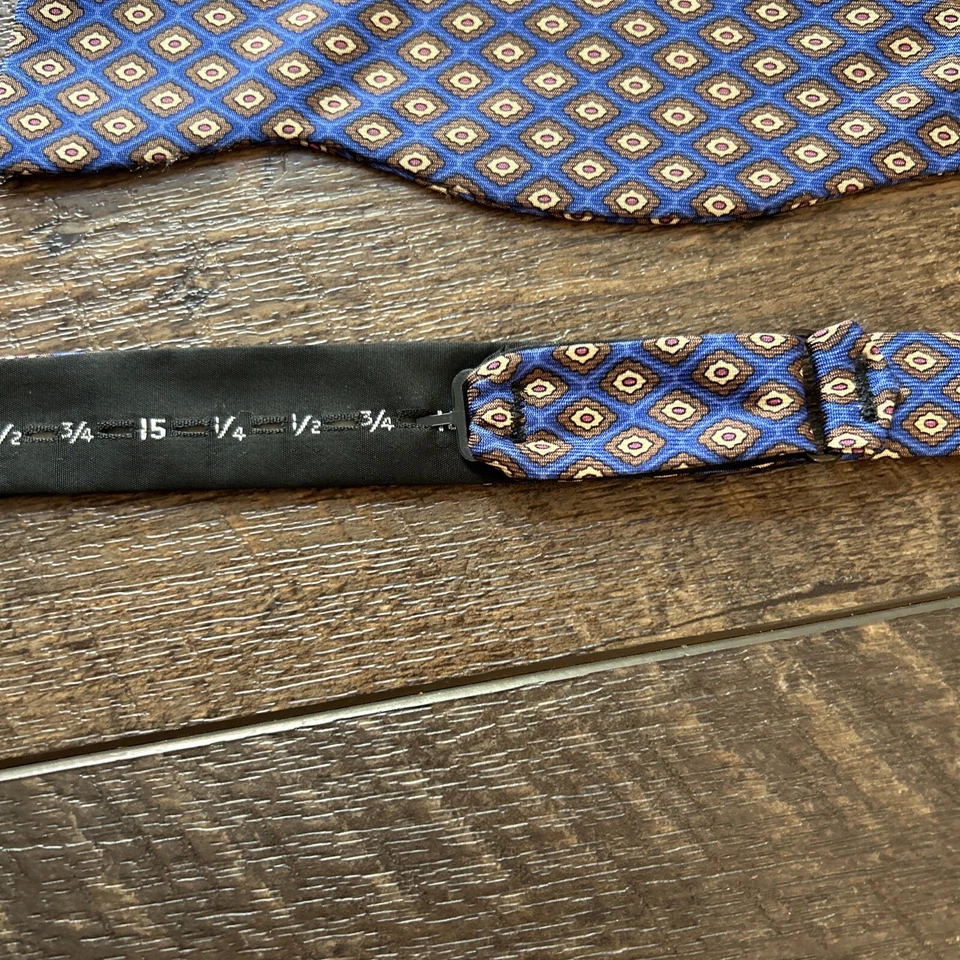 Brooks Brothers 346 Bow Tie Mens Blue/Brown/Pink Silk Adjustable - Image 4 of 4