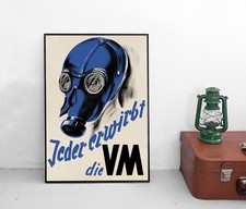 Poster Tutti acquistano la maschera antigas VM (maschera antigas popolare) guerra mondiale manifesto militare