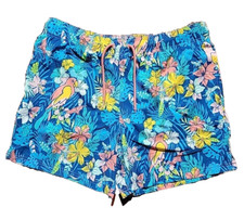 Mens George Swimsuit XL Parrot Hawaiian Tropical Blue Drawstring Elastic Waist