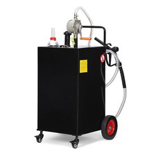 30 Gallon Fuel Gas Caddy Diesel Oil Transfer Tank 4 Wheels Portable with Pump BK