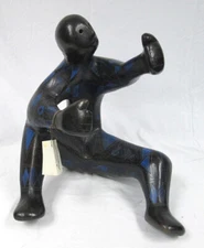 Signed Manuel Felguerez Mid Century Ceramic Sculpture Seated Man The Harp Player